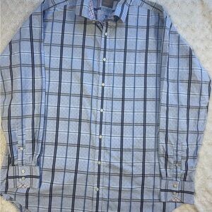 Thomas Dean Men's Blue and Black Checkered Shirt